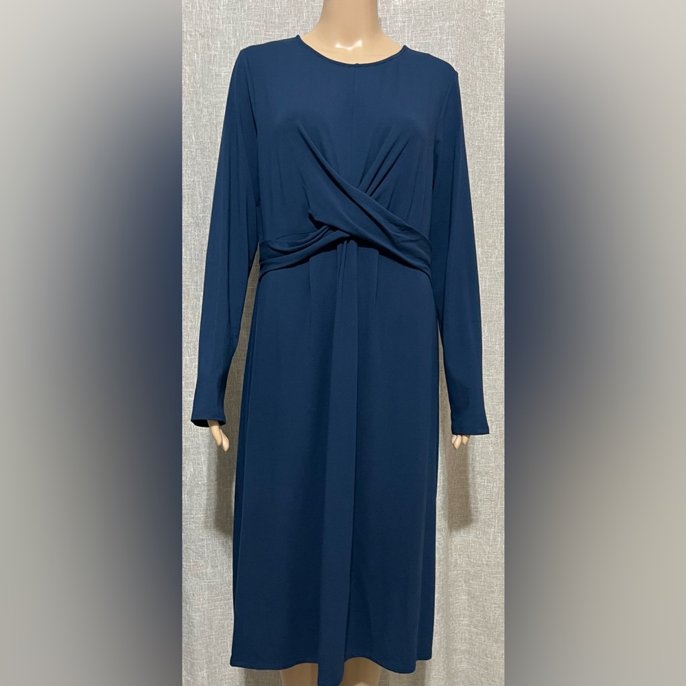 NEW* J. Jill Wear Ever Collection Crocs Waist Long Sleeve Dress~MEDIUM~navy